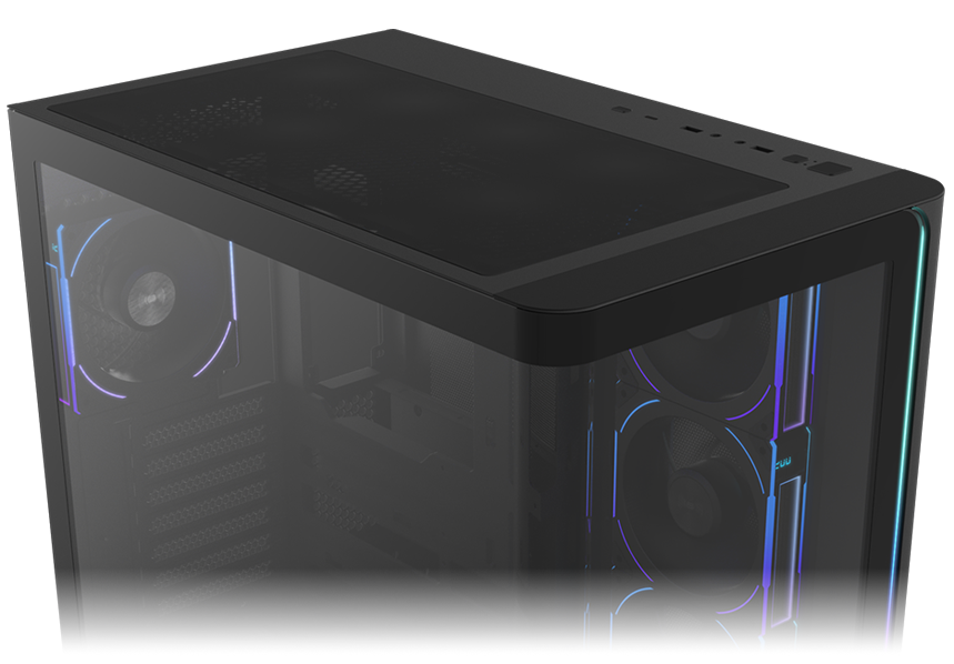 Top-down view of case with I/O in sight on the far side