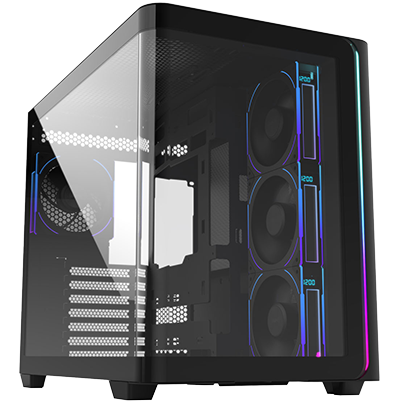 Angled shot of M580PLUS Dual Chamber Mid Tower