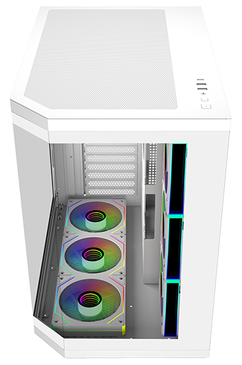 Side view of case with fans and I/O in sight
