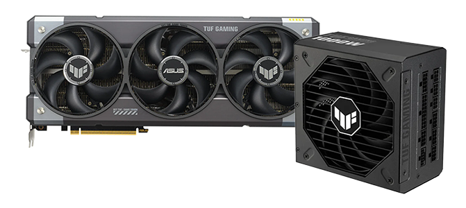 GeForce RTX™ 5080 TUF Gaming OC 16GB GPU with TUF Gaming 1000W PCIE 5.0 PSU from ASUS.