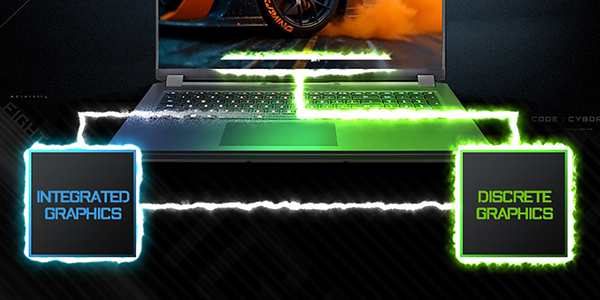 Laptop with integrated and discreet graphics overlay.