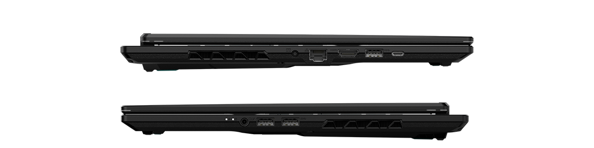 A16 Laptop left and right side angles, showcasing connection ports.