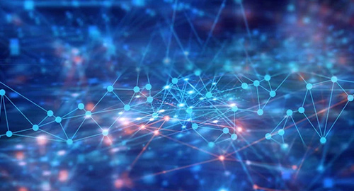 Inteconnected web of nodes symbolising various datapoints in AI workloads