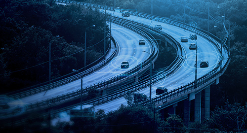 CCTV-like image of cars on a motorway symbolising copmuter vision applications of AI
