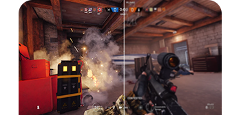 Side by side comparison image of 1ms response time and without