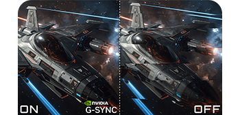 Side by side comparison image of G-Sync and without