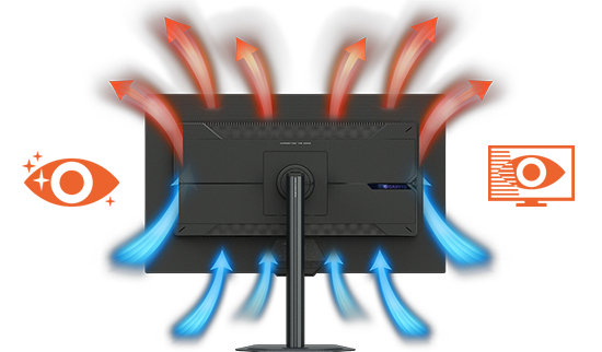 Image of heat dissipating from the monitor