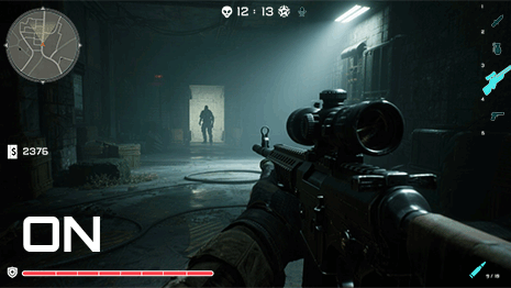 First person shooter game with anti-flicker active.