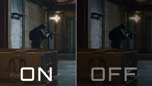 Comparison between Black Equalizer active against inactive with two repeating shooting image stills.