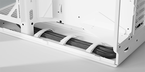 Cable routing channels in the bottom of the case.