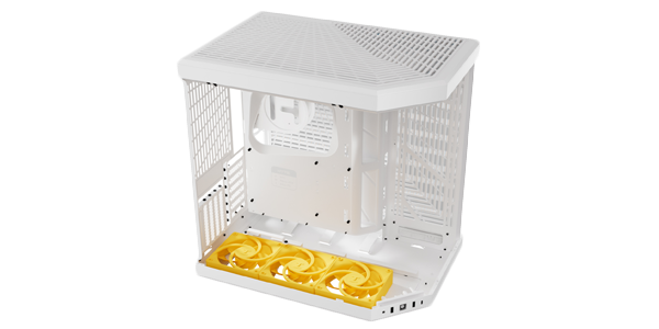 Highlighted area in the bottom of the case to support a 3x120mm or 2x140mm fans.