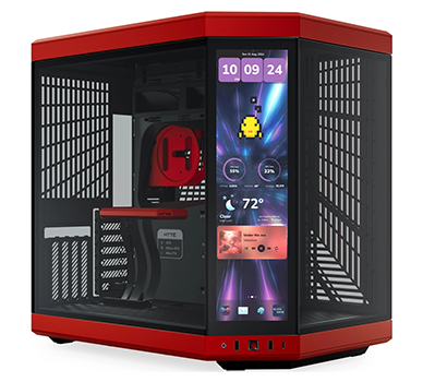 Y70 Touch Infinite Mid Tower PC Case in Black Cherry with 14.9-inch Touchscreen from HYTE.