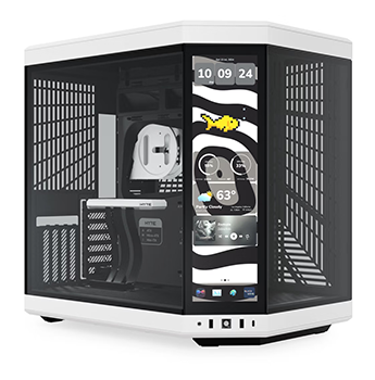 Y70 Touch Infinite Mid Tower PC Case in Panda with 14.9-inch Touchscreen from HYTE.