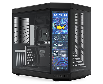 Y70 Touch Infinite Mid Tower PC Case in Pitch Black with 14.9-inch Touchscreen from HYTE.