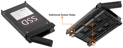 screws highlighted at bottom of caddy