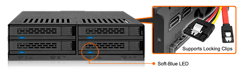blue status LED on each drive