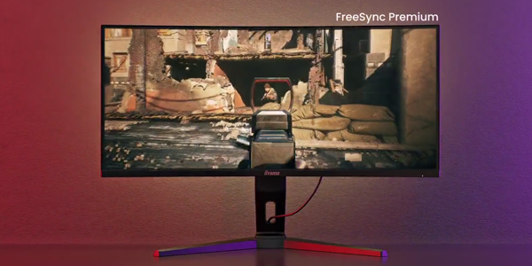 G-Master monitor with FPS shooter on-screen.