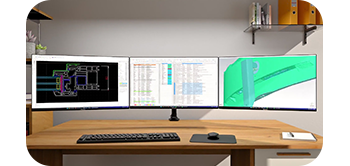 Image of 3 monitors on desk