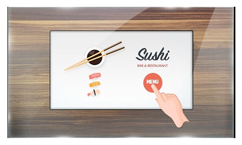 ProLite glass touchscreen with finger illustration pressing a button.