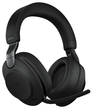 Jabra Evolve2 85 headset with Performance Mode on.