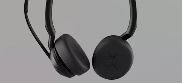 Ergonomic earcups on the Jabra Evolve2 55 headset.