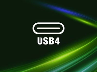 USB4 Icon on a glowing green background.