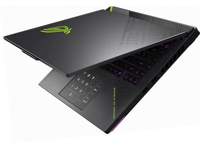 Laptop slightly closed to show speakers