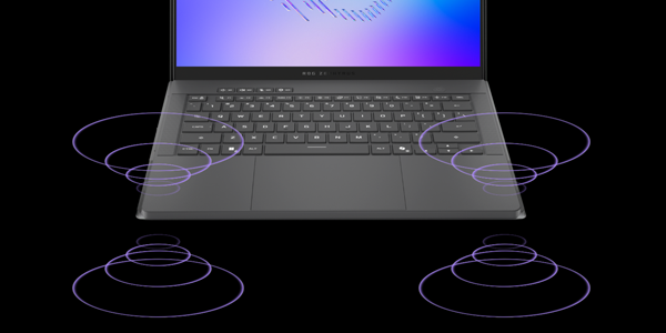 Speakers radiating from laptop