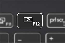 Close up of the F12 key, highlighting flip-n-share function.