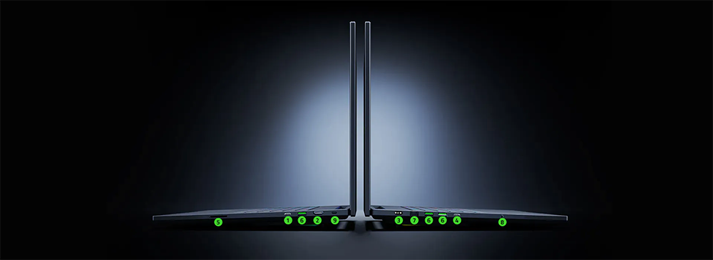 Side views of laptop showing ports