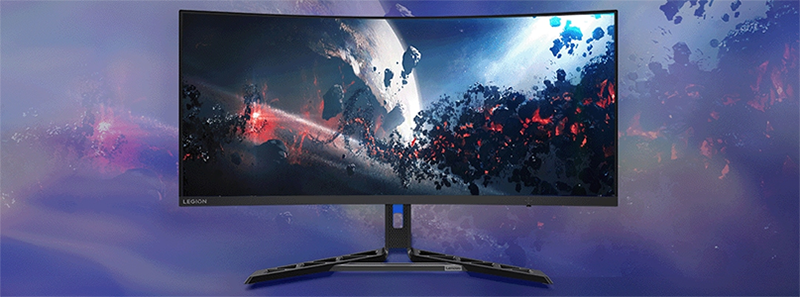 Monitor with meteoric, planetary background