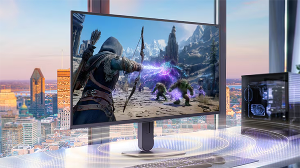 Audio waves coming out of monitor