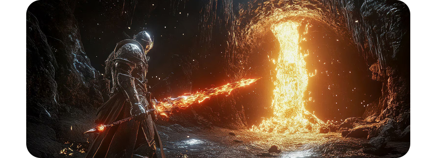 Video Game visual showing deep dark colours