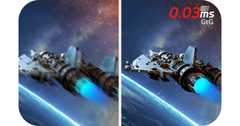 Image showing visuals without and with 0.03 response time