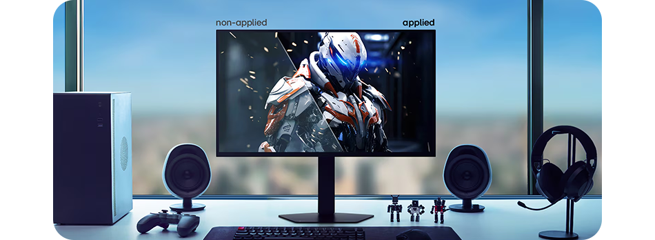 Image showing screen with and without eye comfort technologies