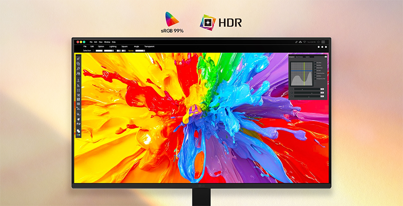 Bright colour paint splash on screen showing an array of colours