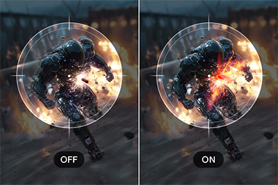 Comparison image showing Dynamic Action Sync on and off