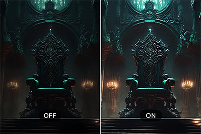 Comparison image showing Black Stabilizer on and off