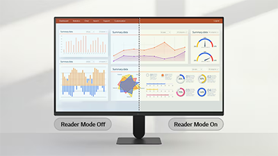Comparison image showing Reader Mode on and off