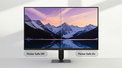 Comparison image showing Flicker Safe on and off