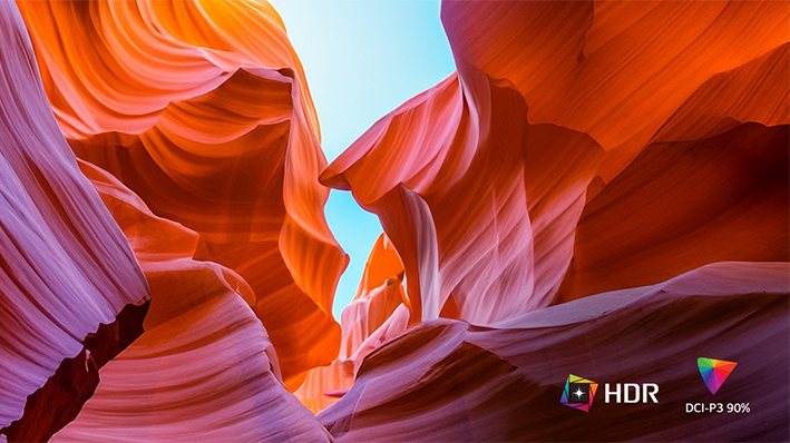 HDR 10 with DCI-P3 90% colour accuracy