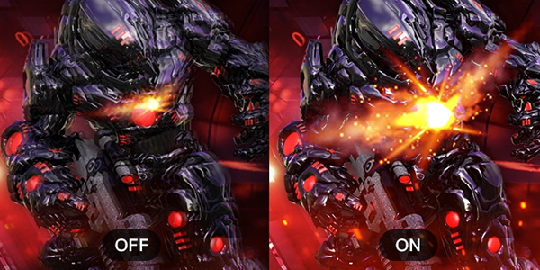 Dynamic Action Sync illustrated by two robots, one blurry and one sharp.