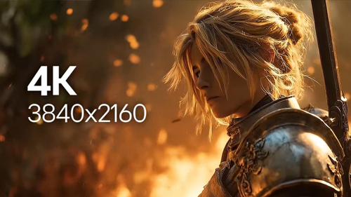 Character upscaled at 4K resolution