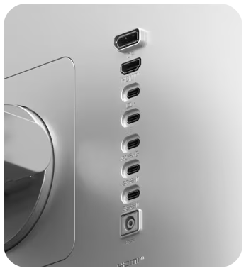 Back shot of monitor showing USB-C I/O