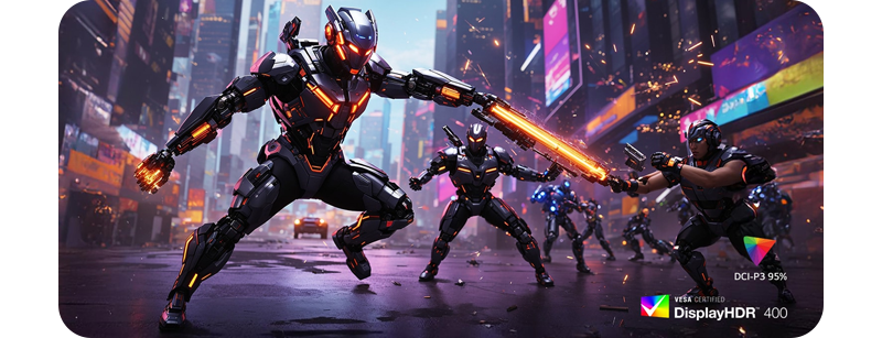 Visual showing a video game in vivid color for DisplayHDR 400