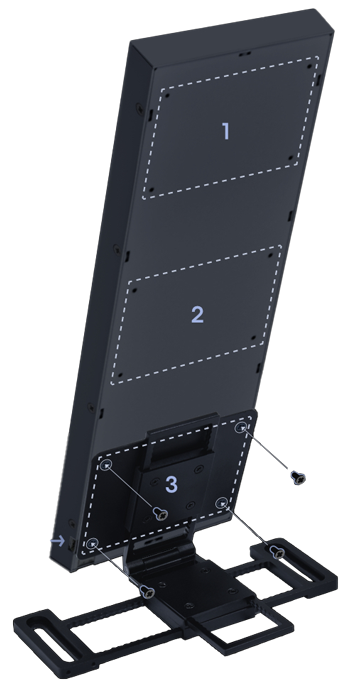 Vertical freestanding behind shot of screen and mount