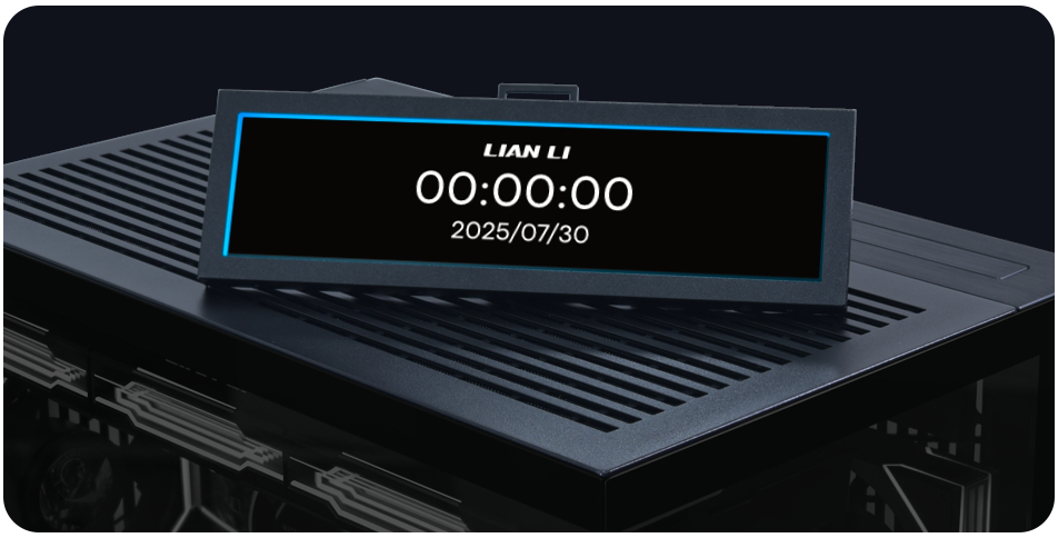 Freestanding clock mode on gated pc case with components off.