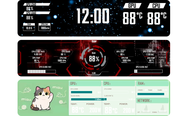 Examples of different LCD themes