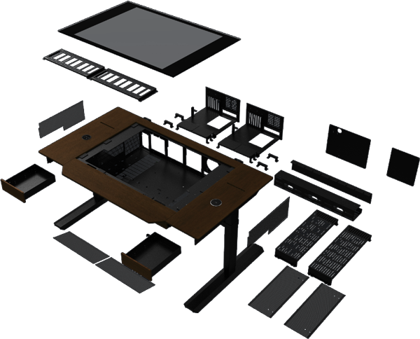 Exploded view of desk