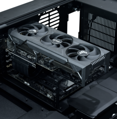 GPU arrayed horizontally via riser cable